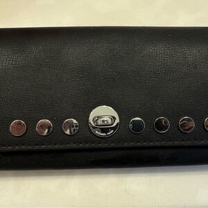 Michael Kors Black Leather Wallet with Silver Accents